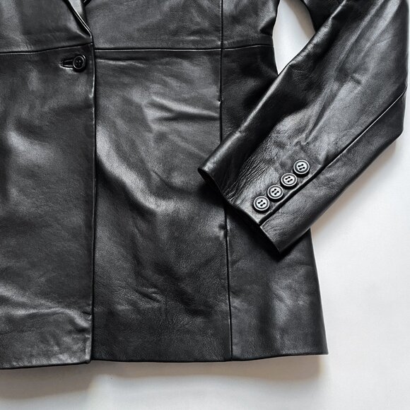 Reformation Veda Bowery Leather Blazer Black Size Large - Picture 5 of 14
